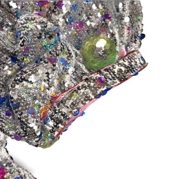 CeliaB Silver Sequin Mini Dress with Floral Accents - Picture 14 of 15